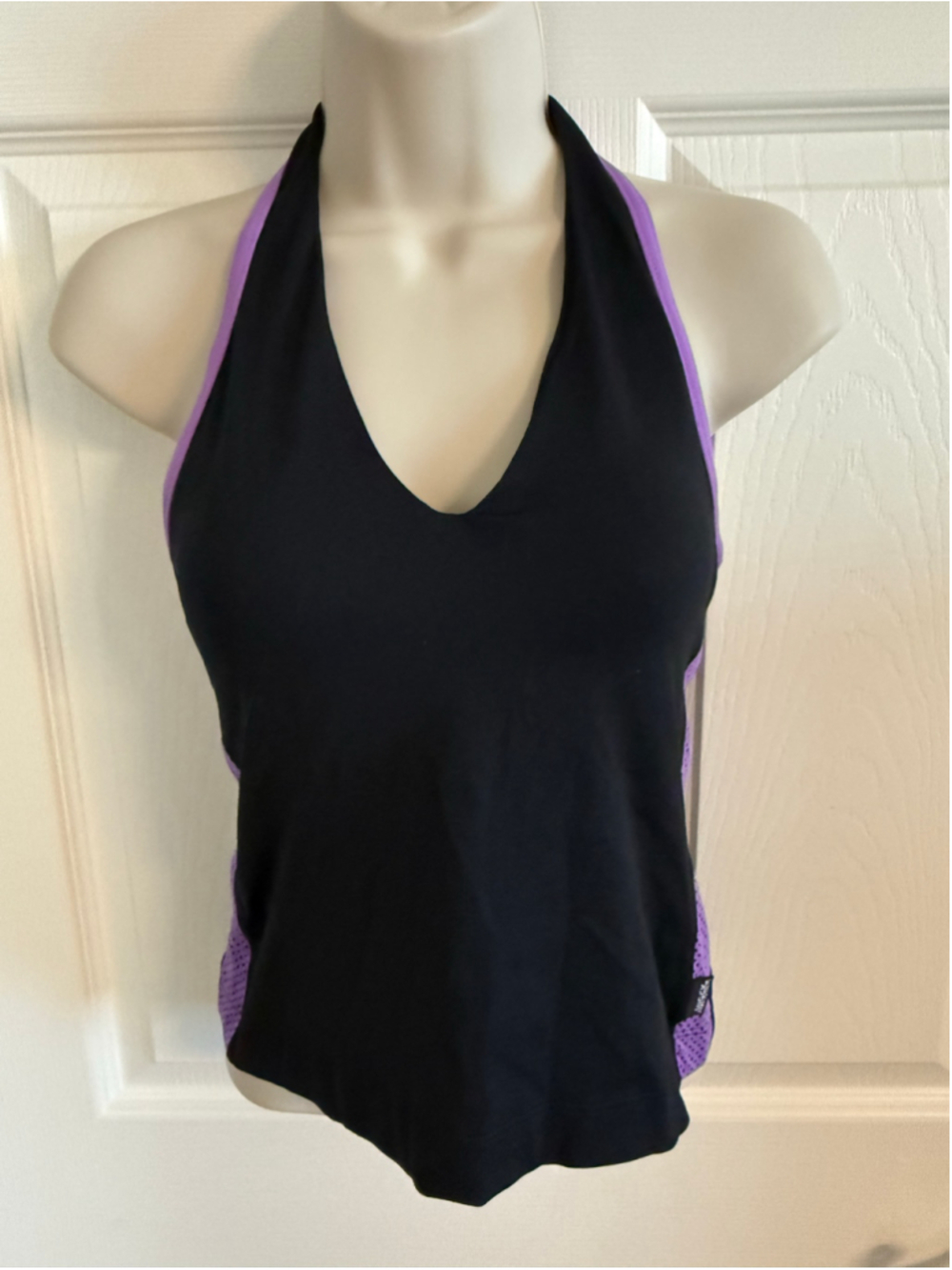 Shock Absorber Black & Purple Halter Tankini Top - EUC Size 36B